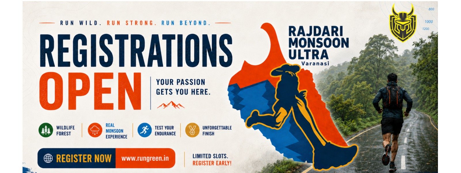 City running and endurance event registration banner by Rungreen