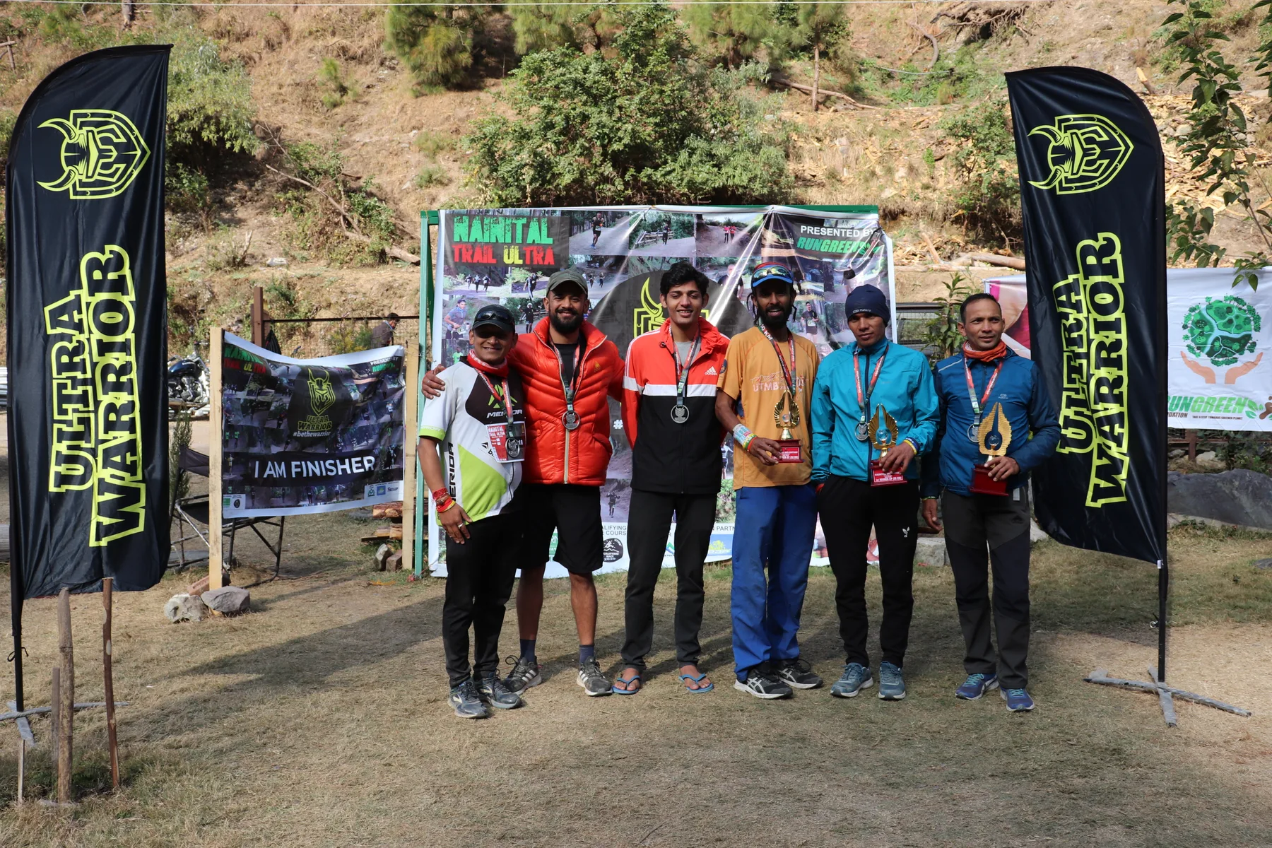 Nainital Trail Ultra archive: Finishers celebrating with medals and trophies